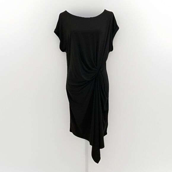 Kenneth Cole Reaction Dress Women’s L Black Shift Knee Length Pintuck Front - Picture 1 of 9